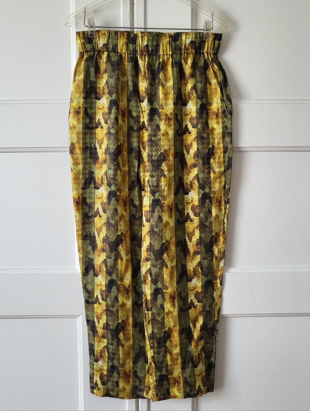 Raquel Allegra Silk Satin Abstract Stripe Pattern Pants Size XS/S 0